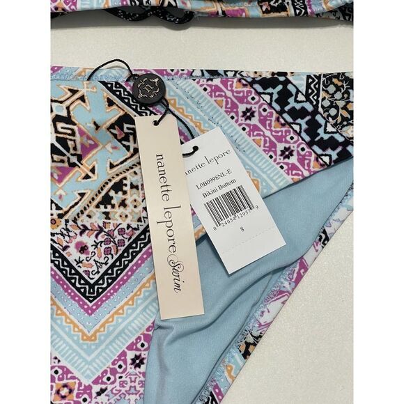 Nanette Lepore Hannah High Neck Marrakesh Megerie Bikini Set Swim Pink Size 8 - Picture 5 of 16